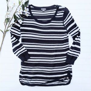 Eddie Bauer Navy/White Striped Lightweight Sweater